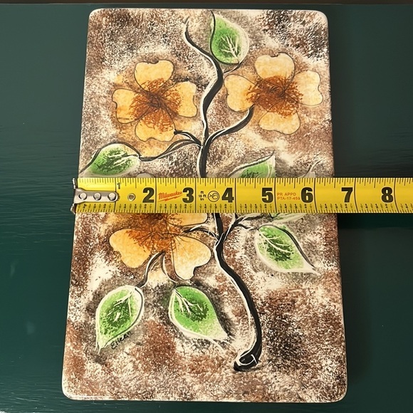 1960’s Vintage Mid Century Modern Yellow Flowers Vanity Tray - Picture 8 of 9